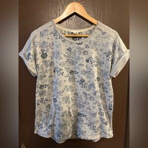 Lucky Brand Blue Floral Short Sleeve Top M